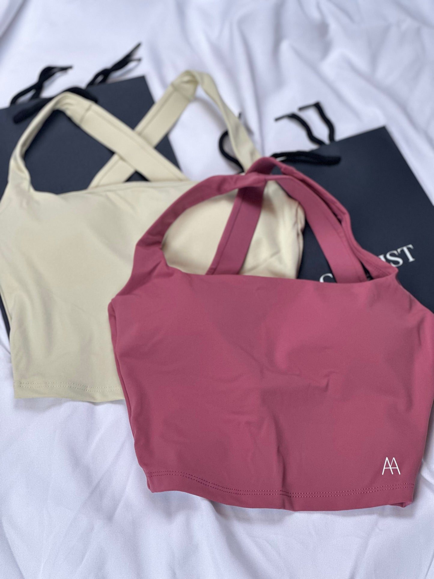 Solid front and crossed back crop top