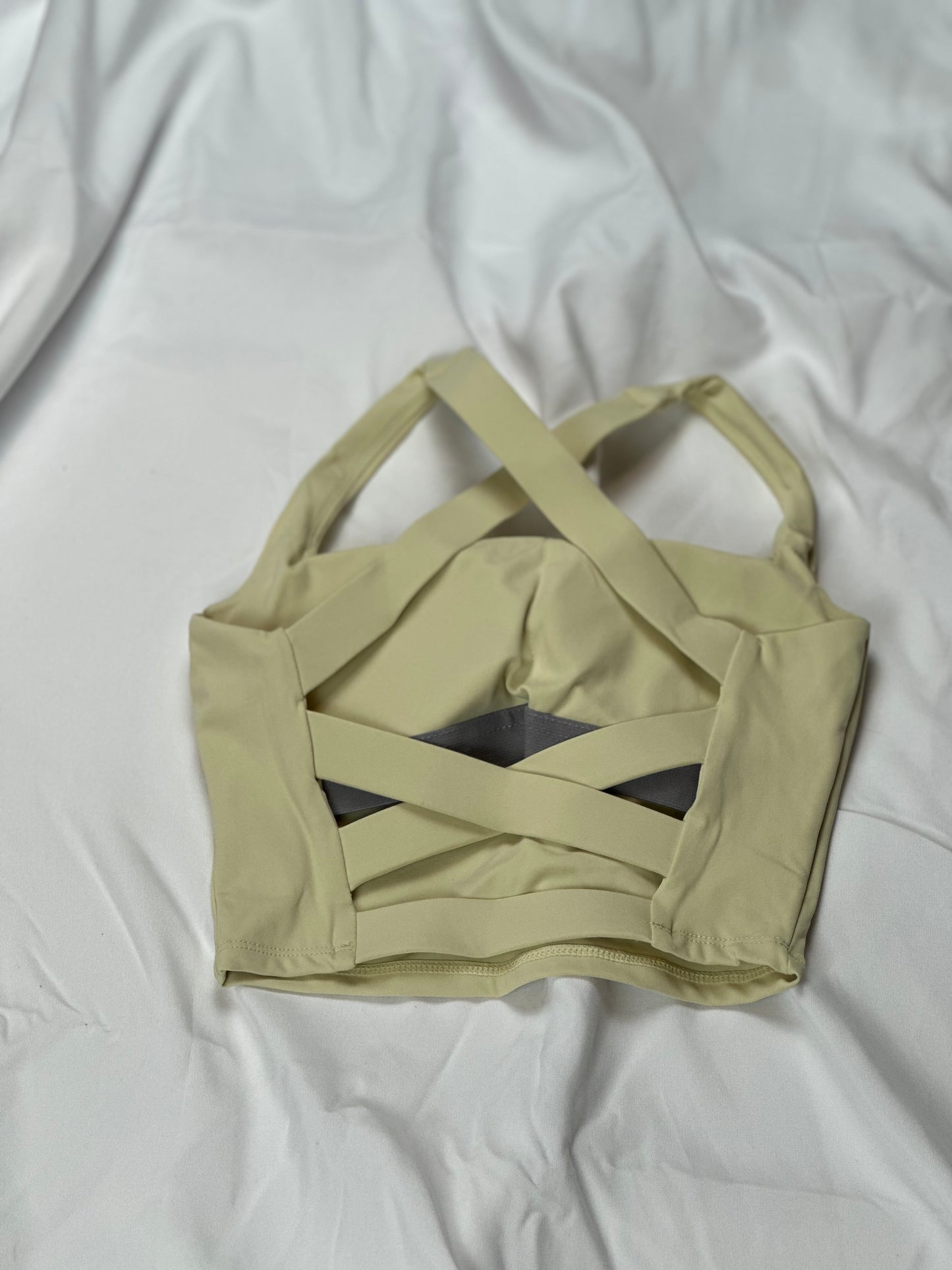 Solid front and crossed back crop top