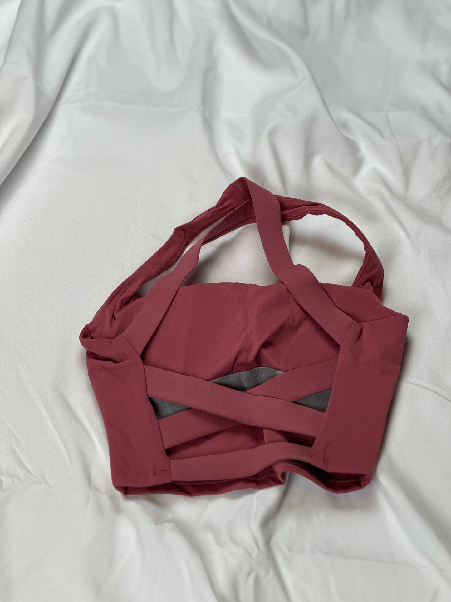 Solid front and crossed back crop top