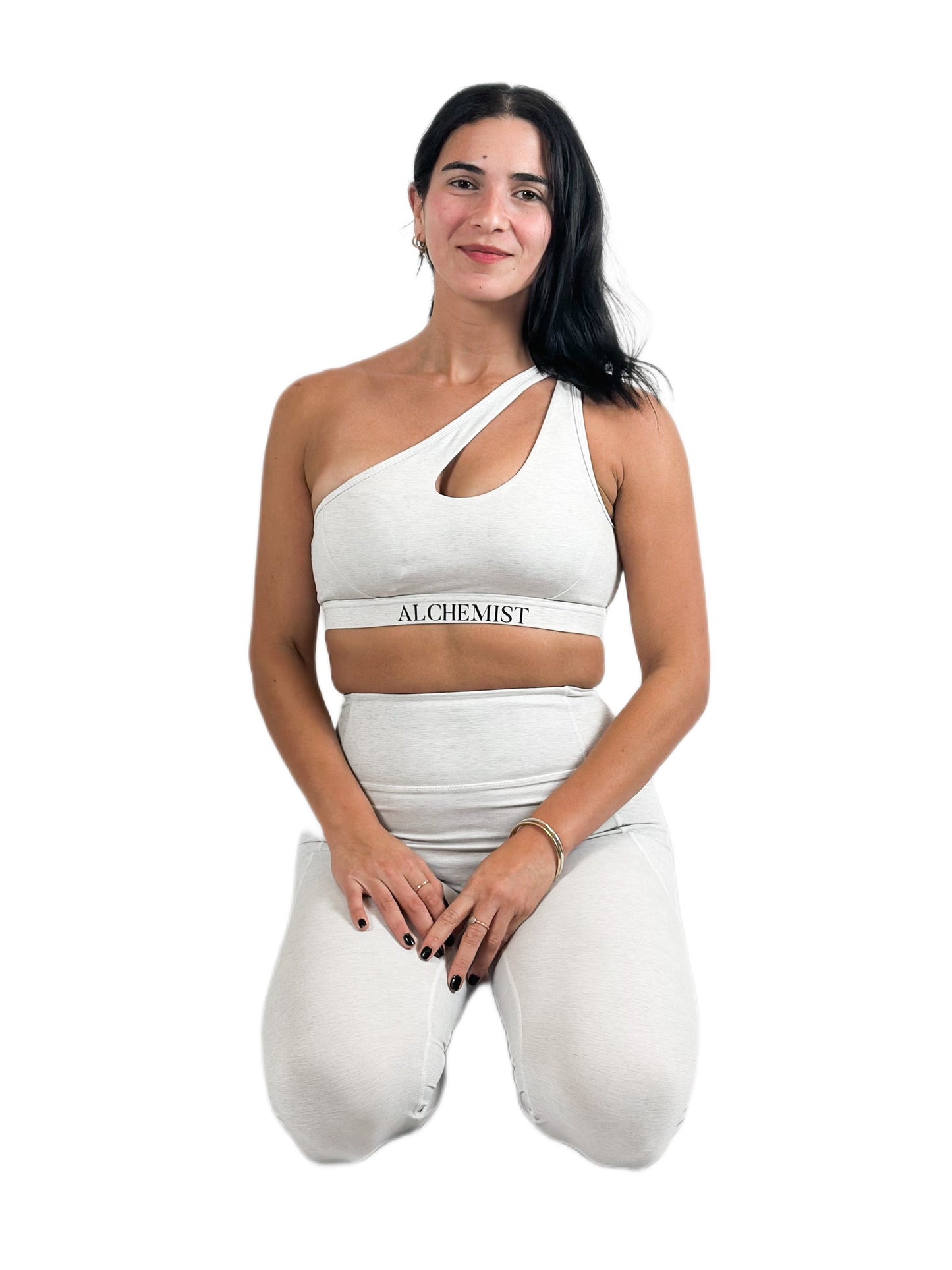 One shoulder style top bra white