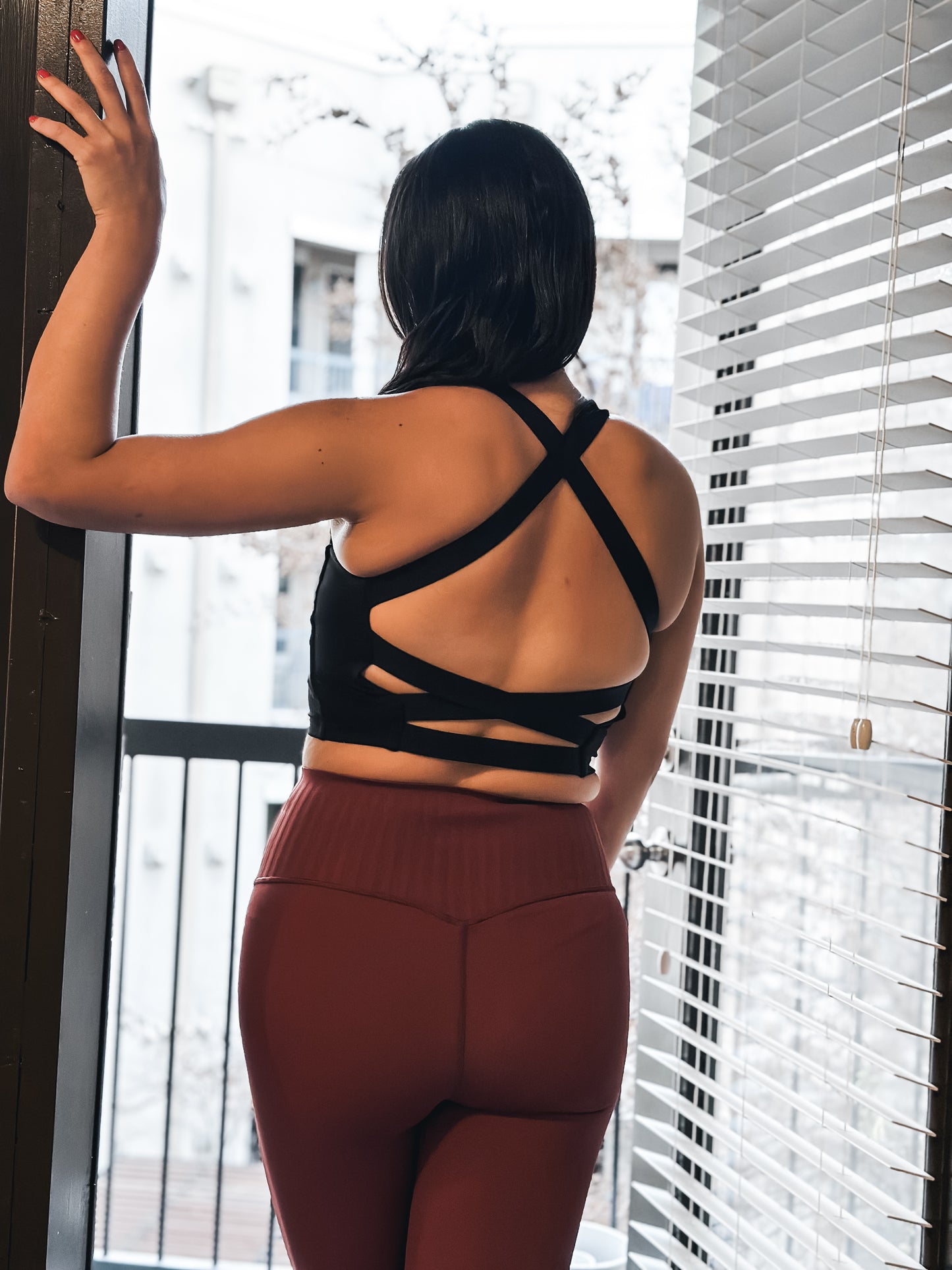 Solid front and crossed back crop top