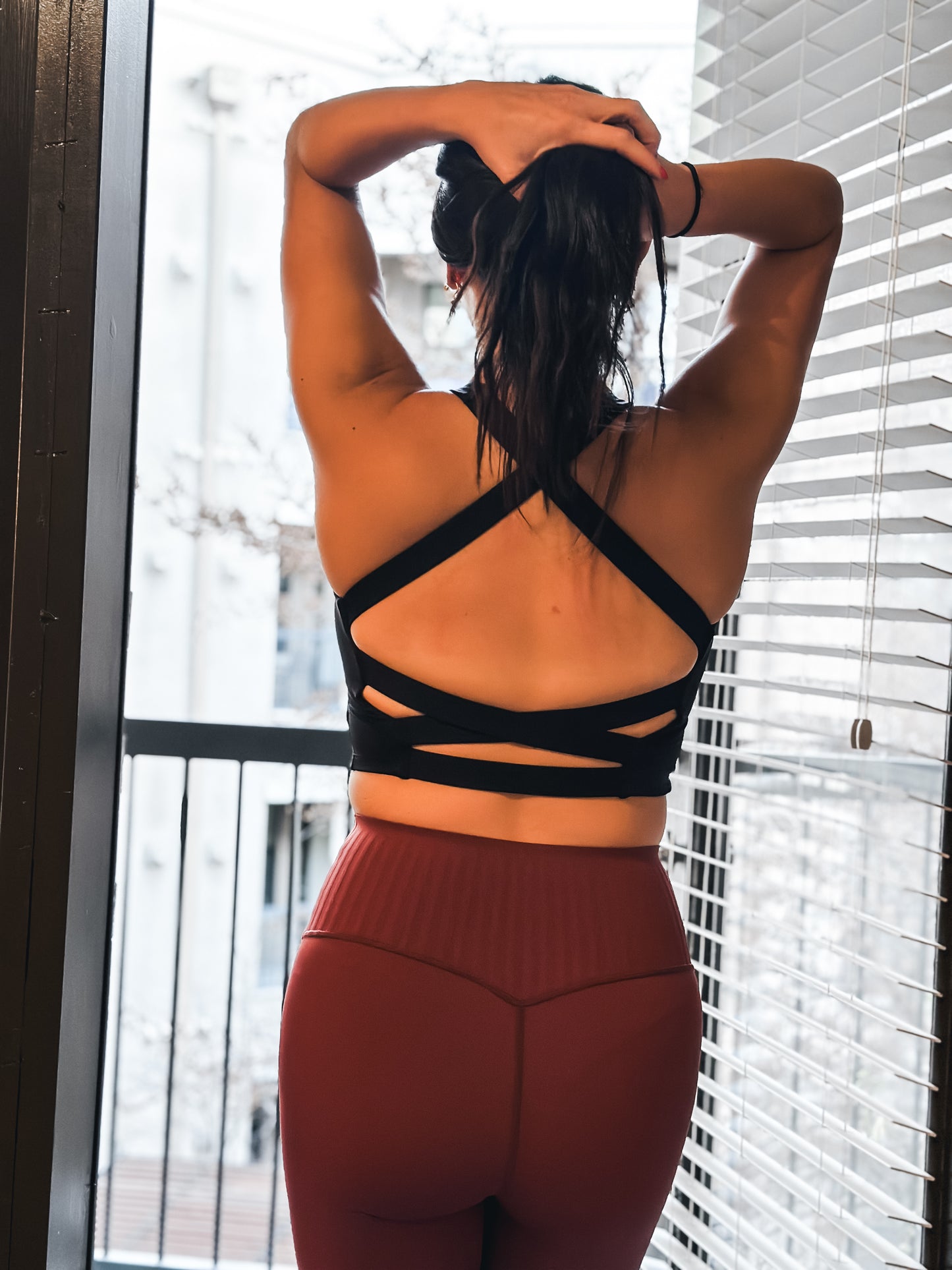 Solid front and crossed back crop top