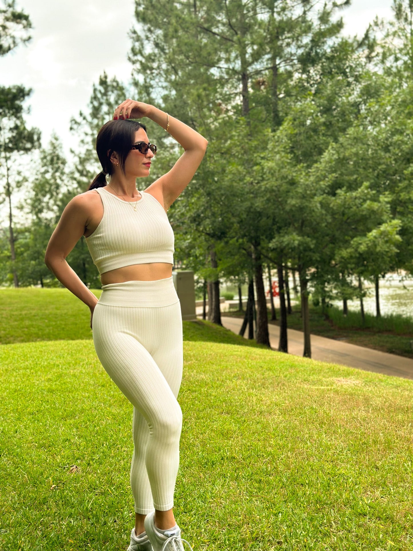 Seamless Ribbed High Waist Black Leggings
