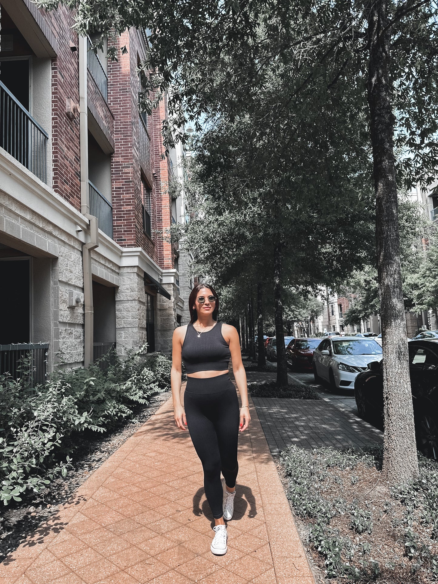 Seamless Ribbed High Waist Black Leggings