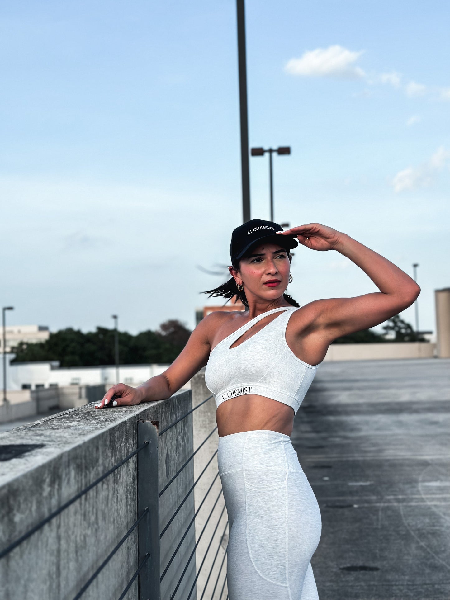 One shoulder style top bra white