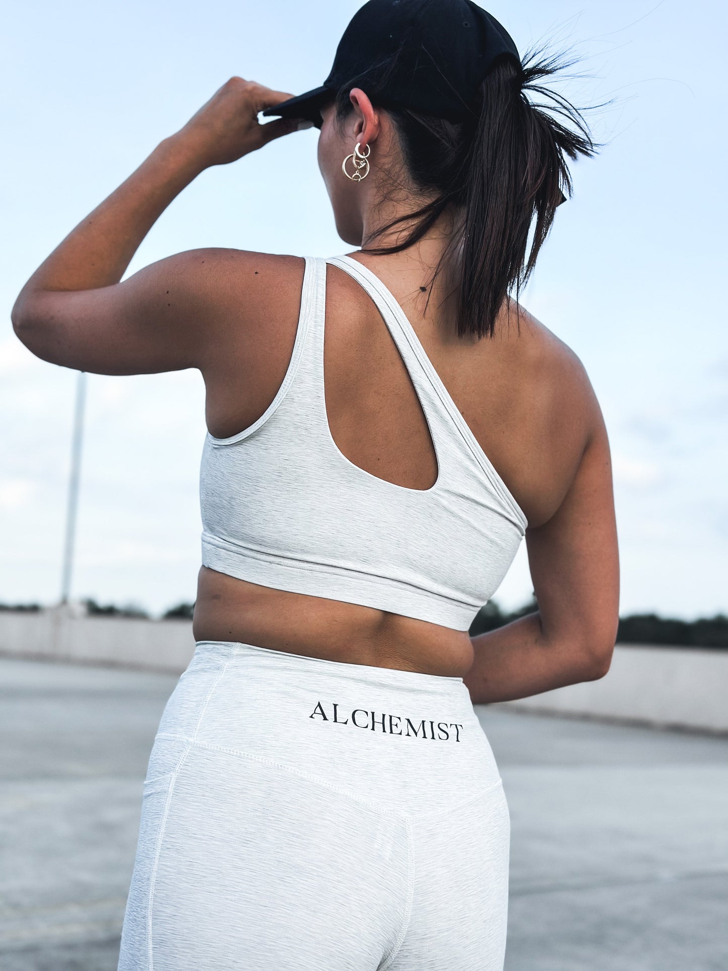 One shoulder style top bra white