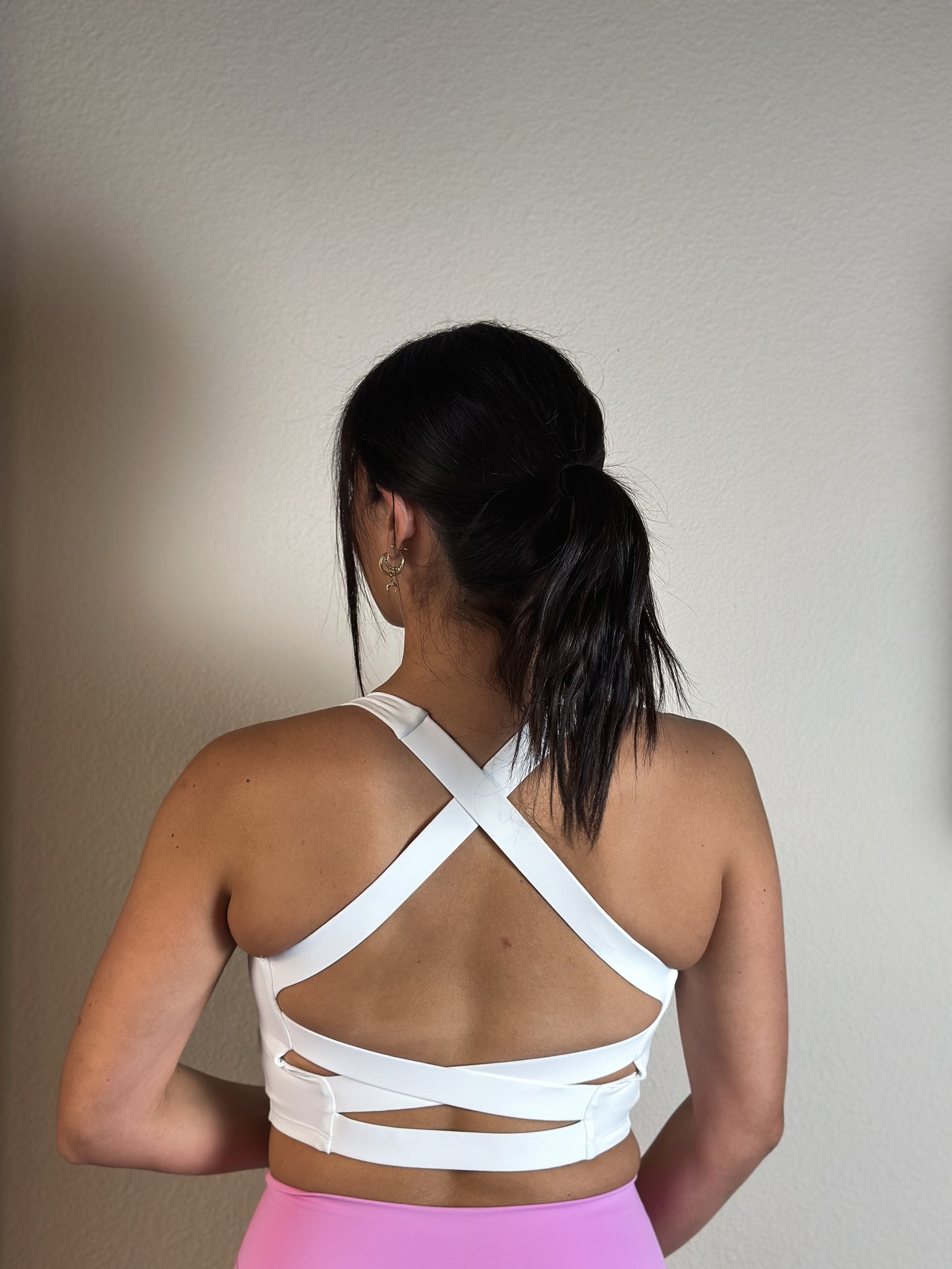 Solid front and crossed back crop top