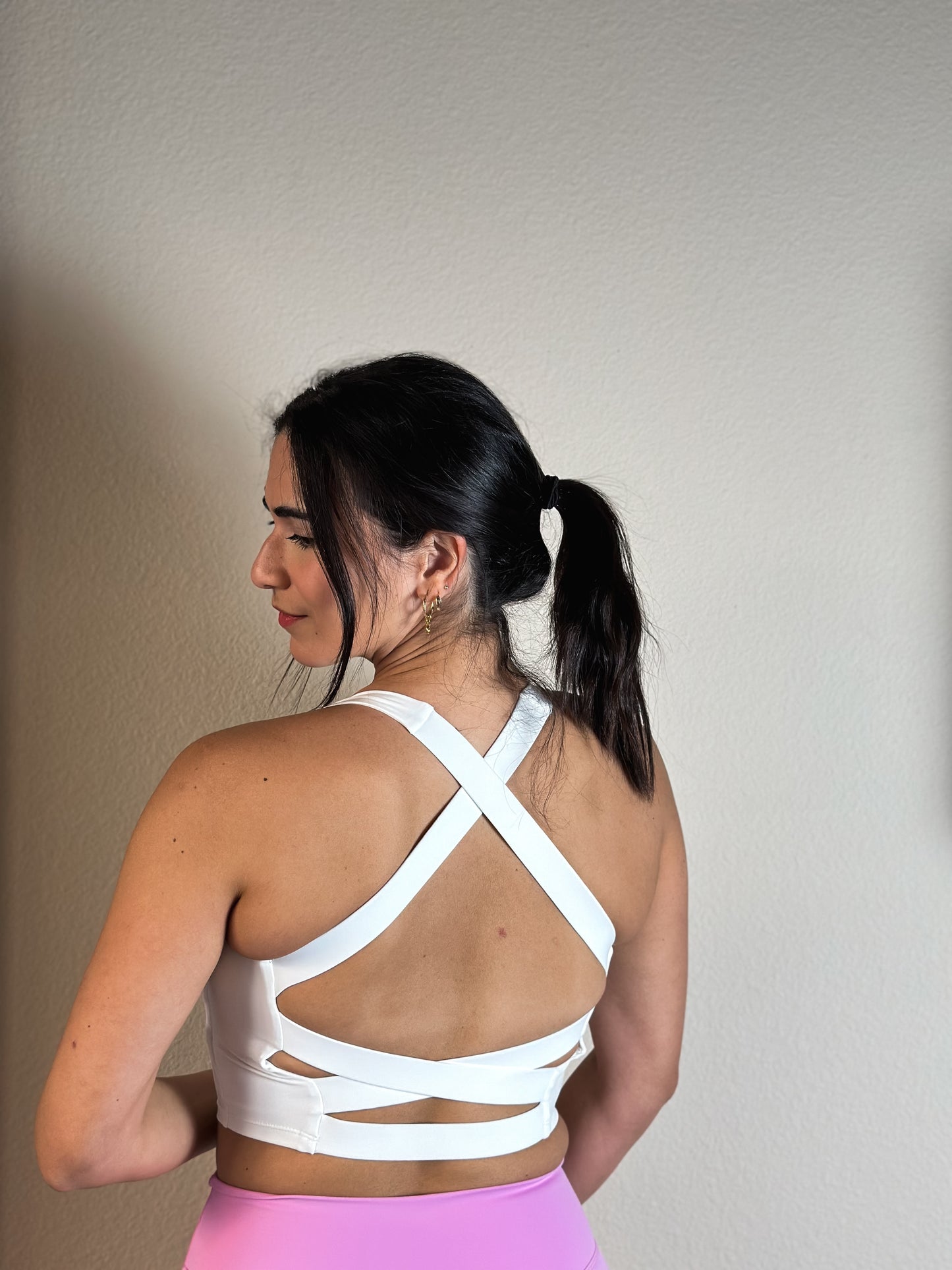 Solid front and crossed back crop top