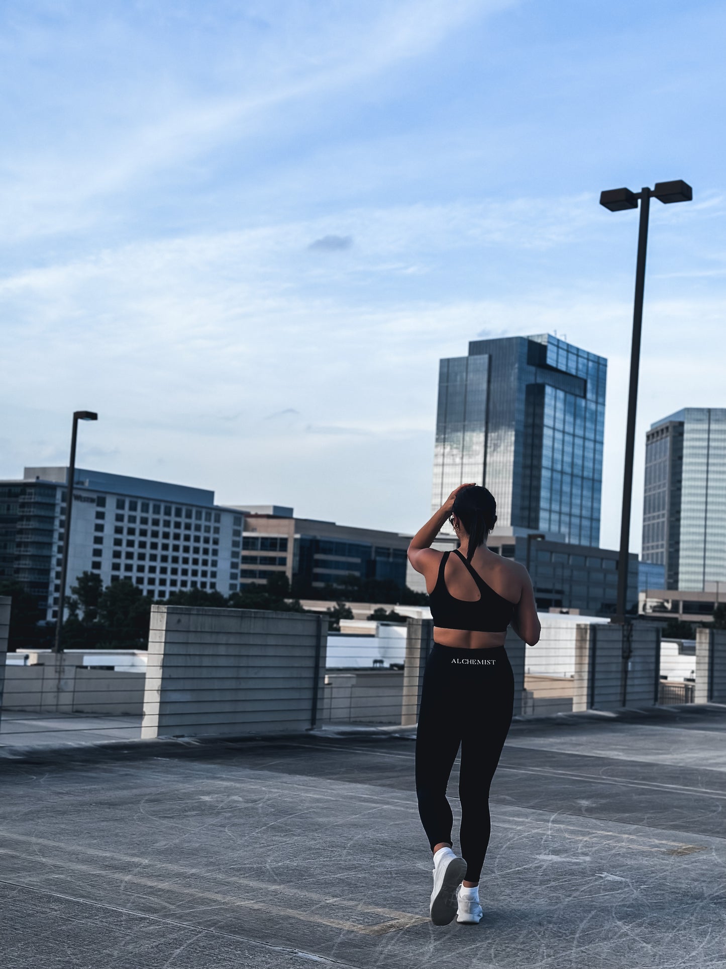 One shoulder style top bra black