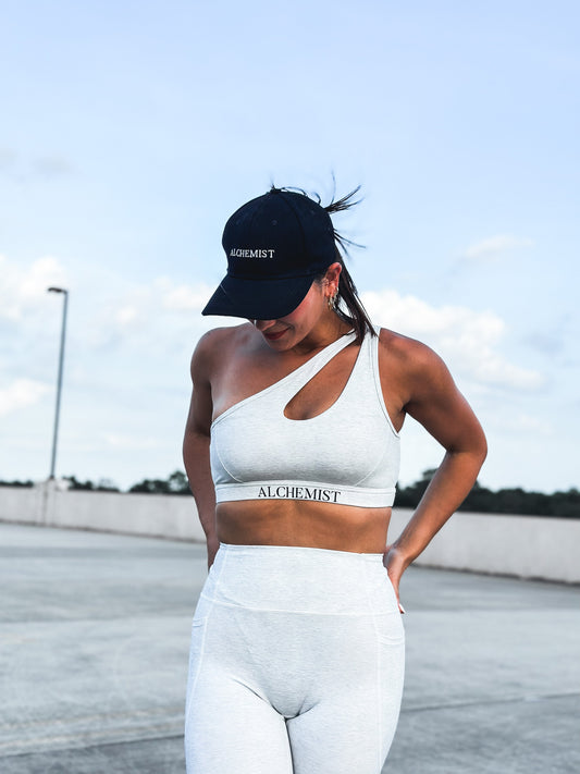 One shoulder style top bra white